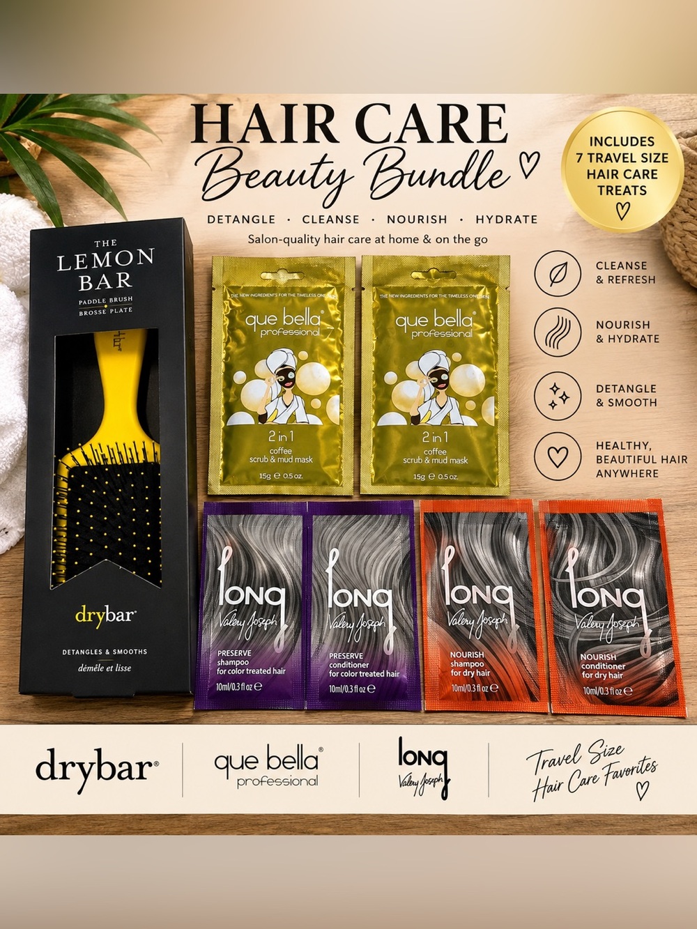 drybar Yellow Paddle Brush with Gold Accent Sachets